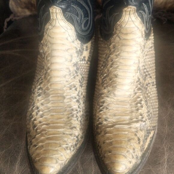 Dan Post Vintage Western Python and Black Leather Stitched Cowgirl Boots Size 6 - Picture 14 of 15